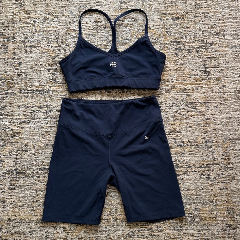 Anine Bing Navy Athletic Shorts and Top Set